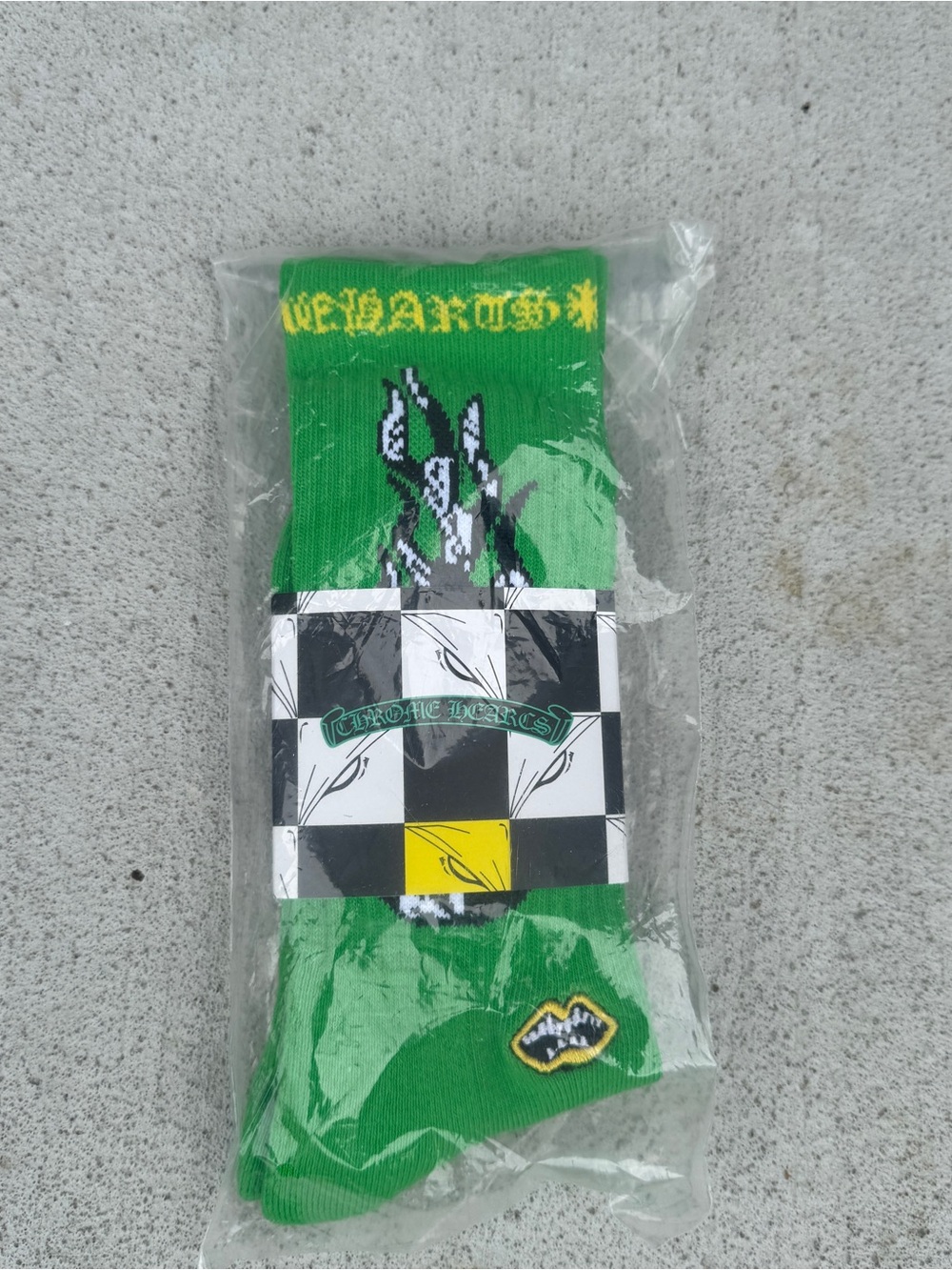 Chrome Hearts Green Graphic Crew Socks